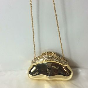 Vintage gold metal bag with stones